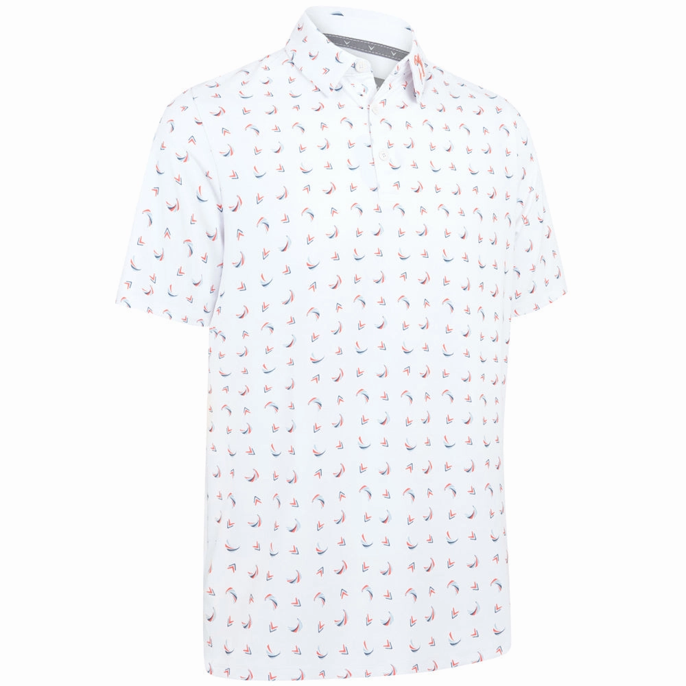 Callaway Swing Chev Polo Shirt - Bright White Wrinkle Free Fabric EcoConscious Processing
