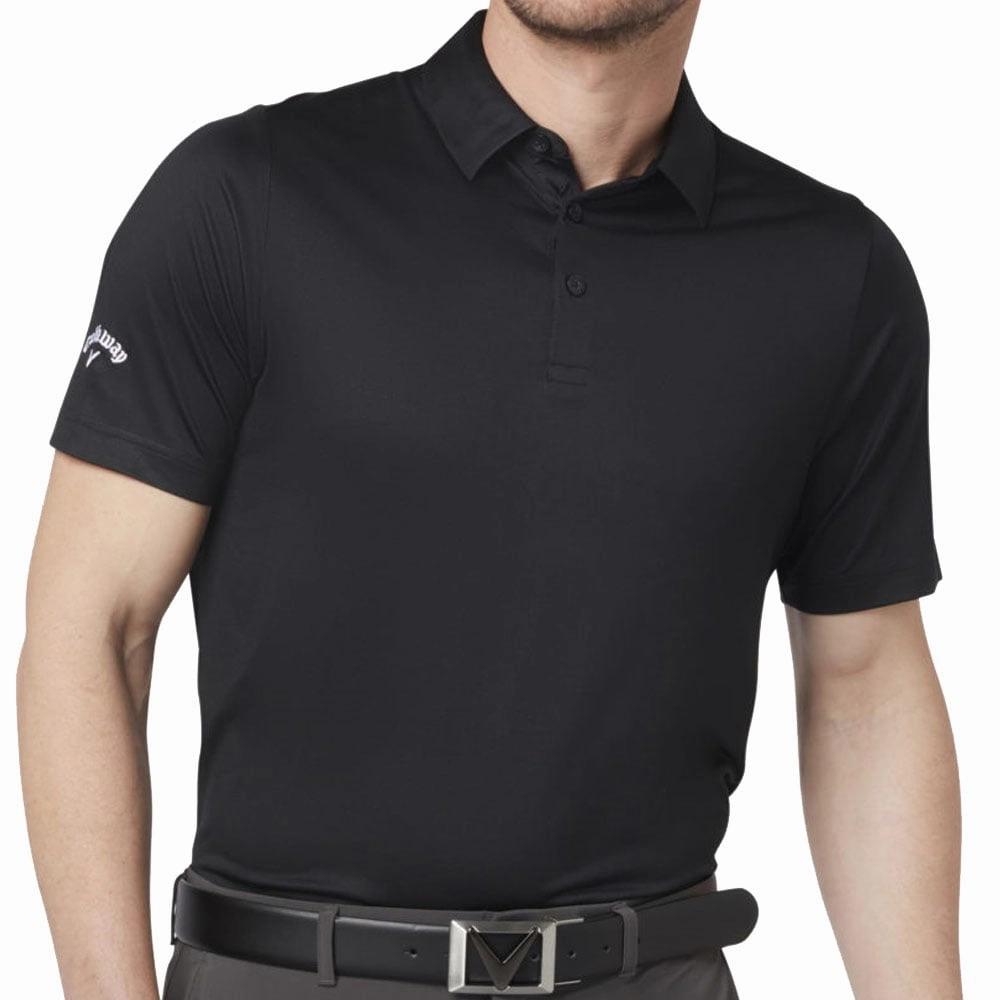 Fresh Style Oversized Fit Callaway Swing Tech Solid Print Polo Shirt - Caviar