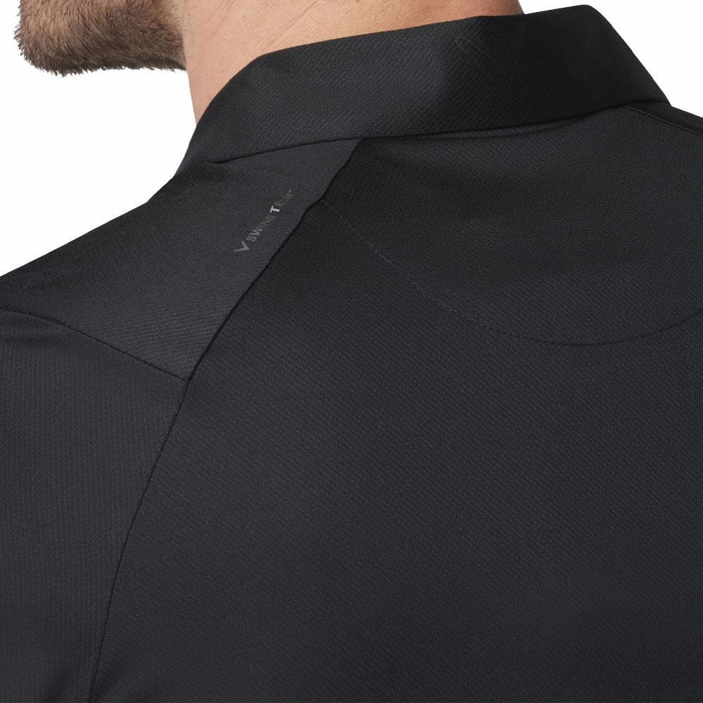 Callaway Swing Tech Solid Print Polo Shirt - Caviar Basic Layer Ribbed Neckline