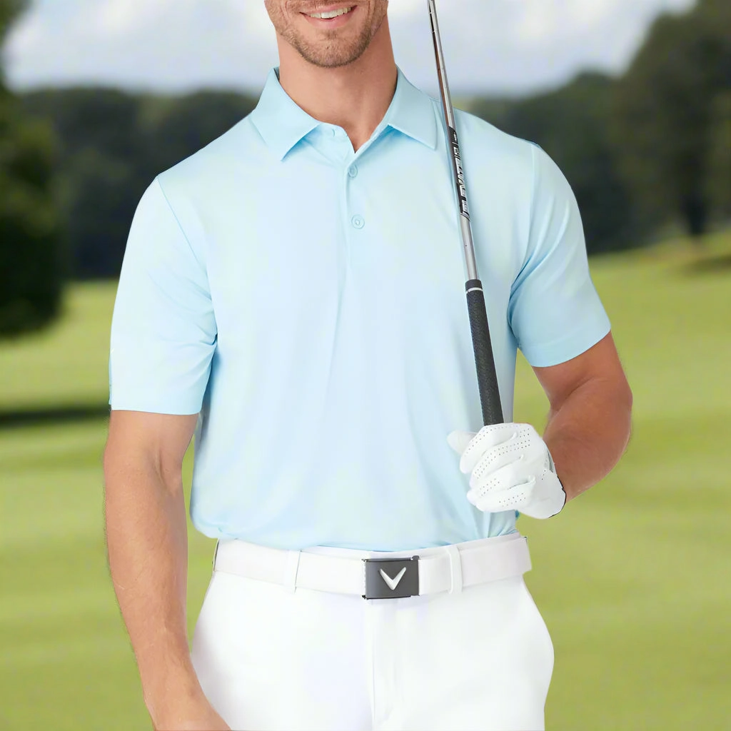 Relaxed Comfort Fit Soft touch finish Callaway Swingtech Solid Polo Shirt - Arctic Paradise