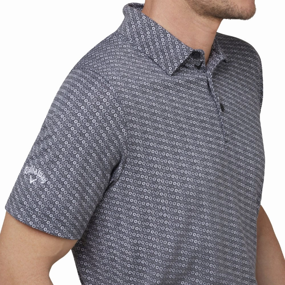 Callaway Tie Dye Foulard Print Polo Shirt - Caviar High Density Knit