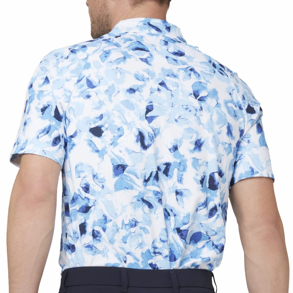 Callaway Tie Dye Leaf Pint Polo Shirt - Bright White Good stretch Weekend Wardrobe