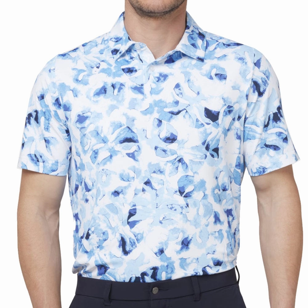 Comfort Design Weekend Comfort Wear Callaway Tie Dye Leaf Pint Polo Shirt - Bright White