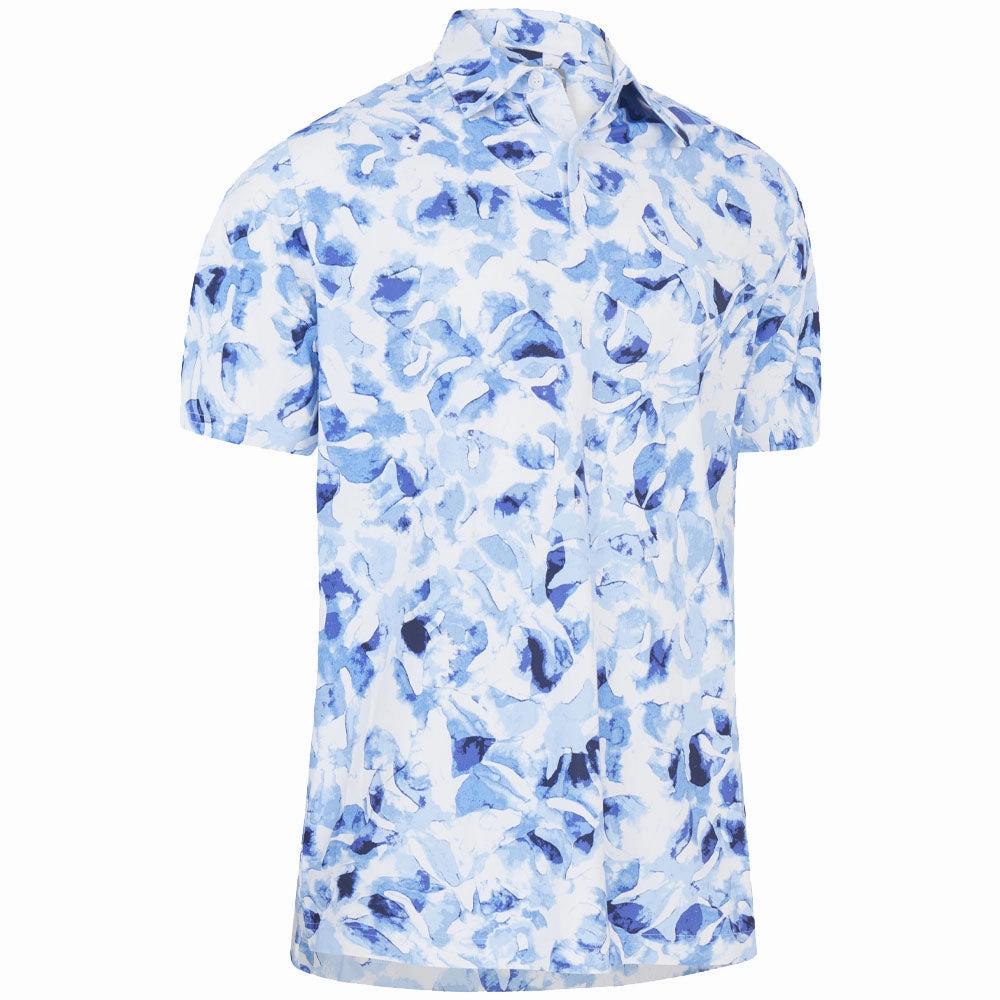 Modern Comfort Style Weekend Wear Callaway Tie Dye Leaf Pint Polo Shirt - Bright White