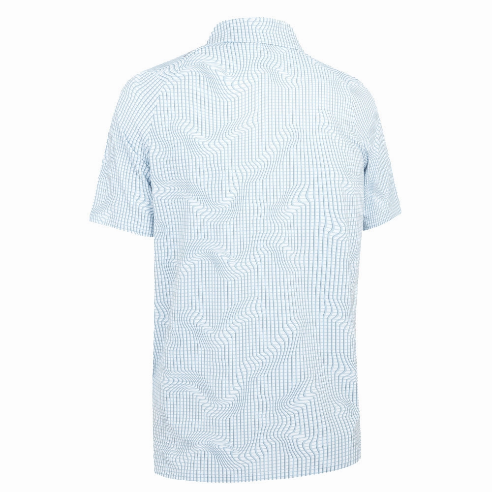 Callaway Warped Gingham Print Polo Shirt - Bright White High Density Cotton Casual Comfort Layer
