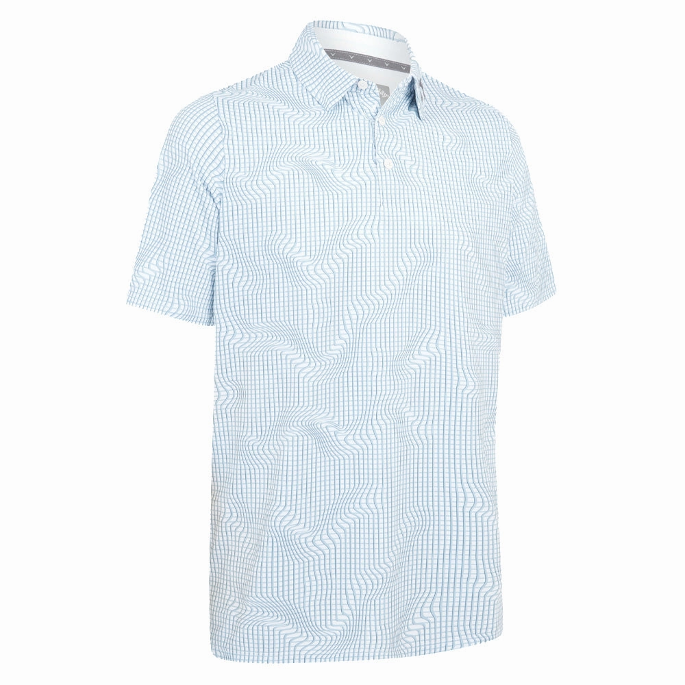 Callaway Warped Gingham Print Polo Shirt - Bright White Low Impact Manufacturing Temperature Control Fabric