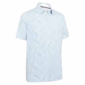 Callaway Warped Gingham Print Polo Shirt - Bright White Low Impact Manufacturing Temperature Control Fabric