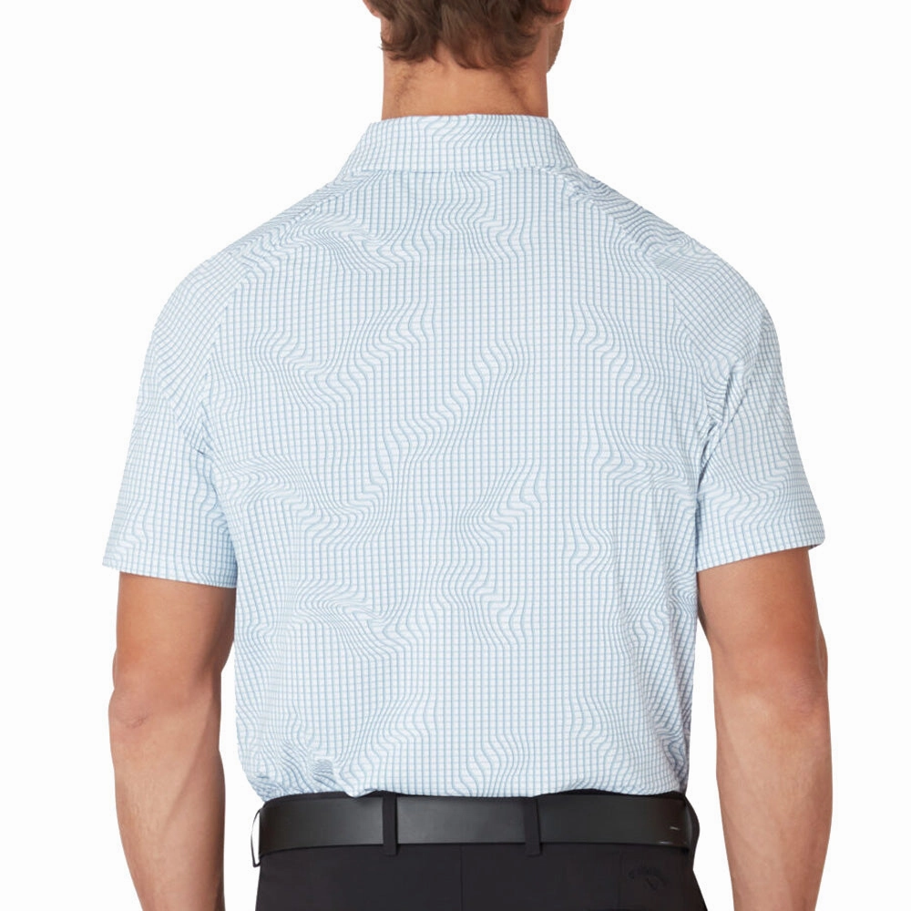 Callaway Warped Gingham Print Polo Shirt - Bright White MultipurposeCuffs Chill Vibe