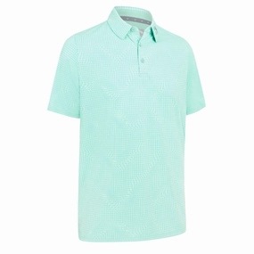 Callaway Warped Gingham Print Polo Shirt - Neptune Green Outdoor Style Trend Layered Wear