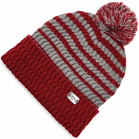 Callaway Winter Pom Pom Beanie - Cardinal Red/Grey Windproof Design
