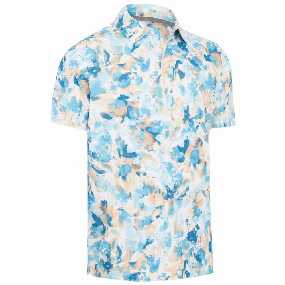 vacation wear Callaway X-Ray Floral Print Polo Shirt - Bright White