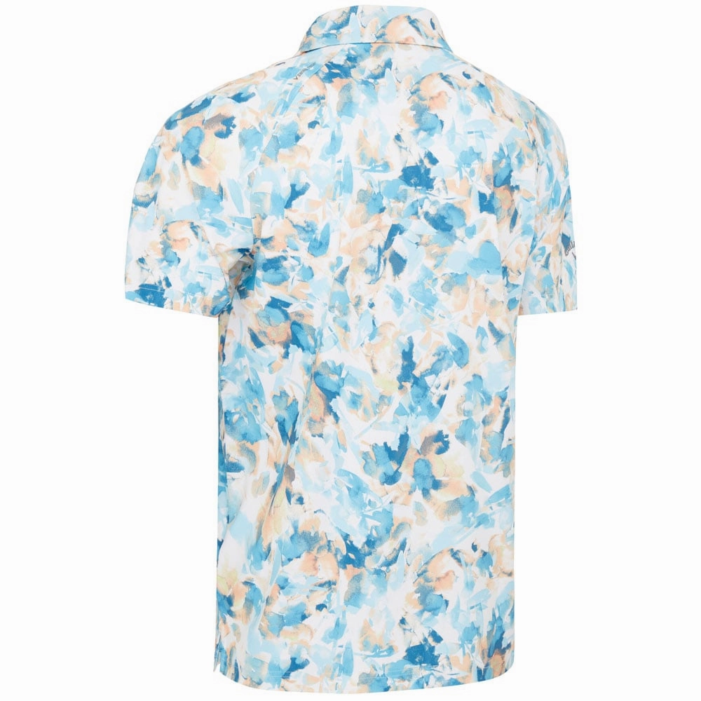 Slim Silhouette Callaway X-Ray Floral Print Polo Shirt - Bright White