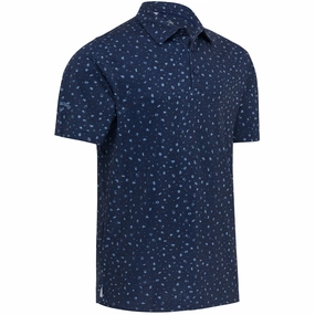 Callaway Zodiac Novelty Print Polo Shirt - Mazarine Blue Heather Airflow Ventilation System