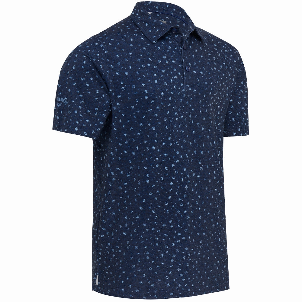 Callaway Zodiac Novelty Print Polo Shirt - Mazarine Blue Heather Airflow Ventilation System