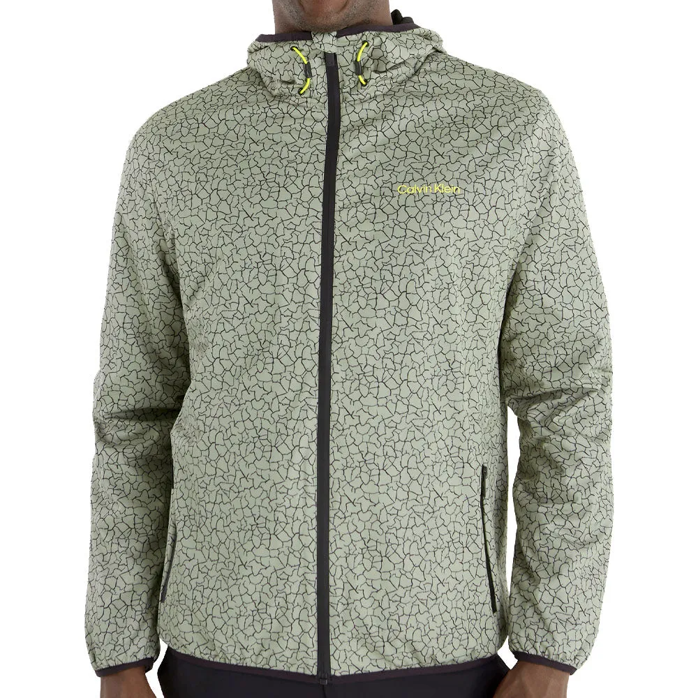 Calvin Klein Nantucket Printed Windbreaker Jacket - Cameo Green Sporty Layers Fit For Travel