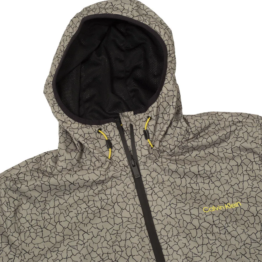 Zipper Closure System Quick Dry Fabric Calvin Klein Nantucket Printed Windbreaker Jacket - Cameo Green