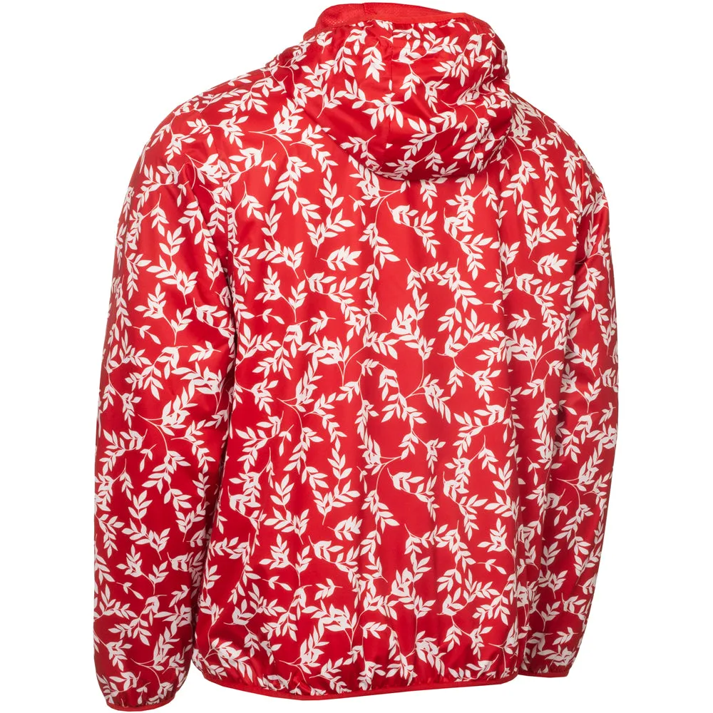 DoubleLayered Collar Calvin Klein Printed Windbreaker Jacket - Red/White