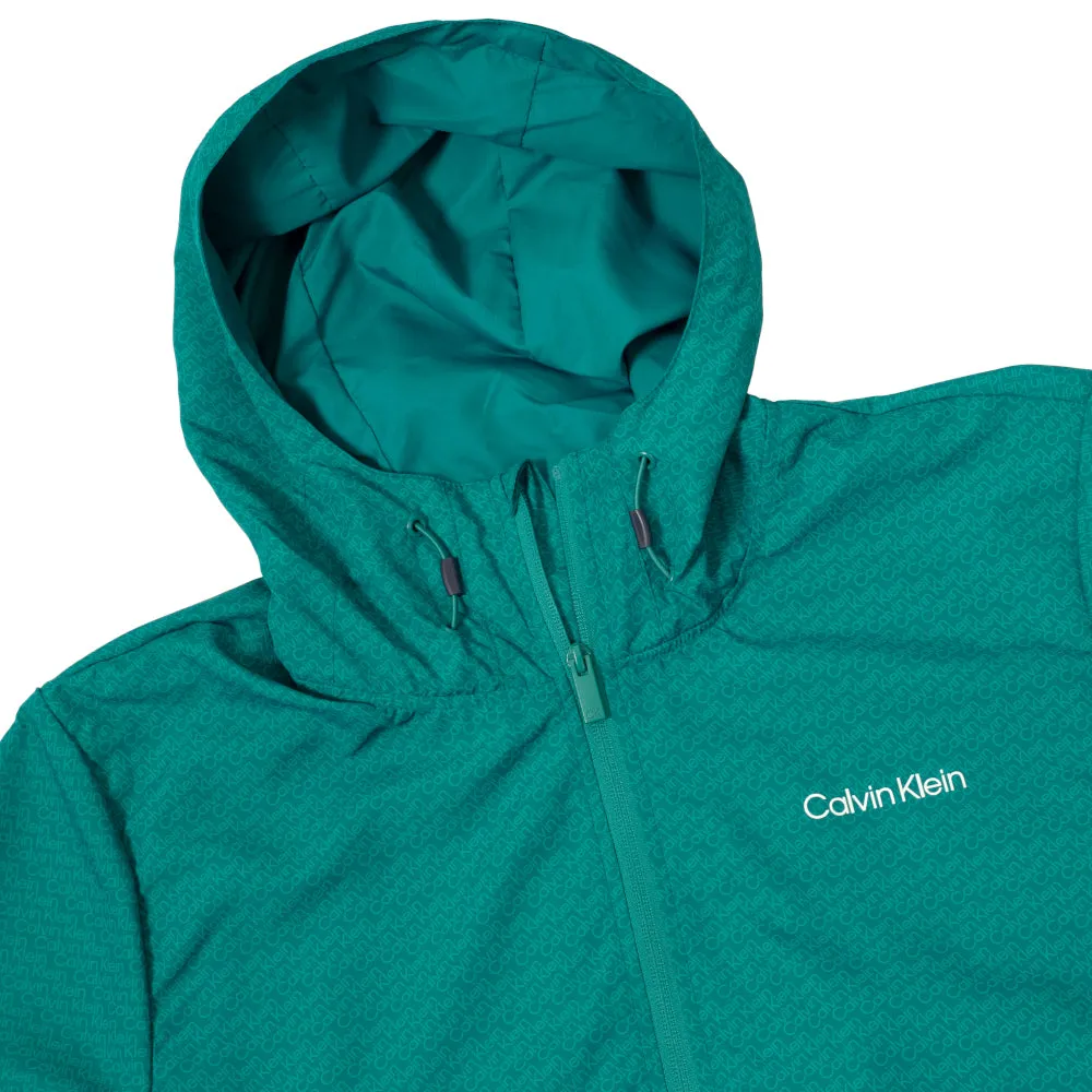 Flexible Shoulder Design Flexible Shoulder Calvin Klein Printed Windbreaker Jacket - Sea Green