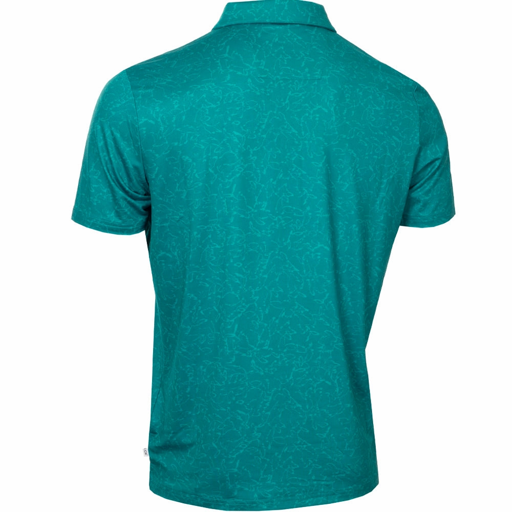 Calvin Klein Abstract Watercolour Printed Polo Shirt - Sea Green Low Environmental Impact Ultimate Fit