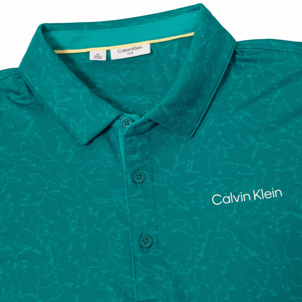 Calvin Klein Abstract Watercolour Printed Polo Shirt - Sea Green Casual Essentials Wear OversizedSilhouette