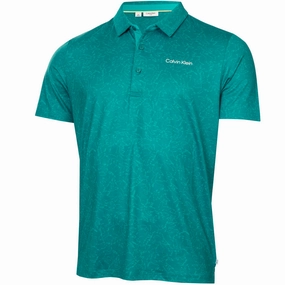 Calvin Klein Abstract Watercolour Printed Polo Shirt - Sea Green Effortless Fashion
