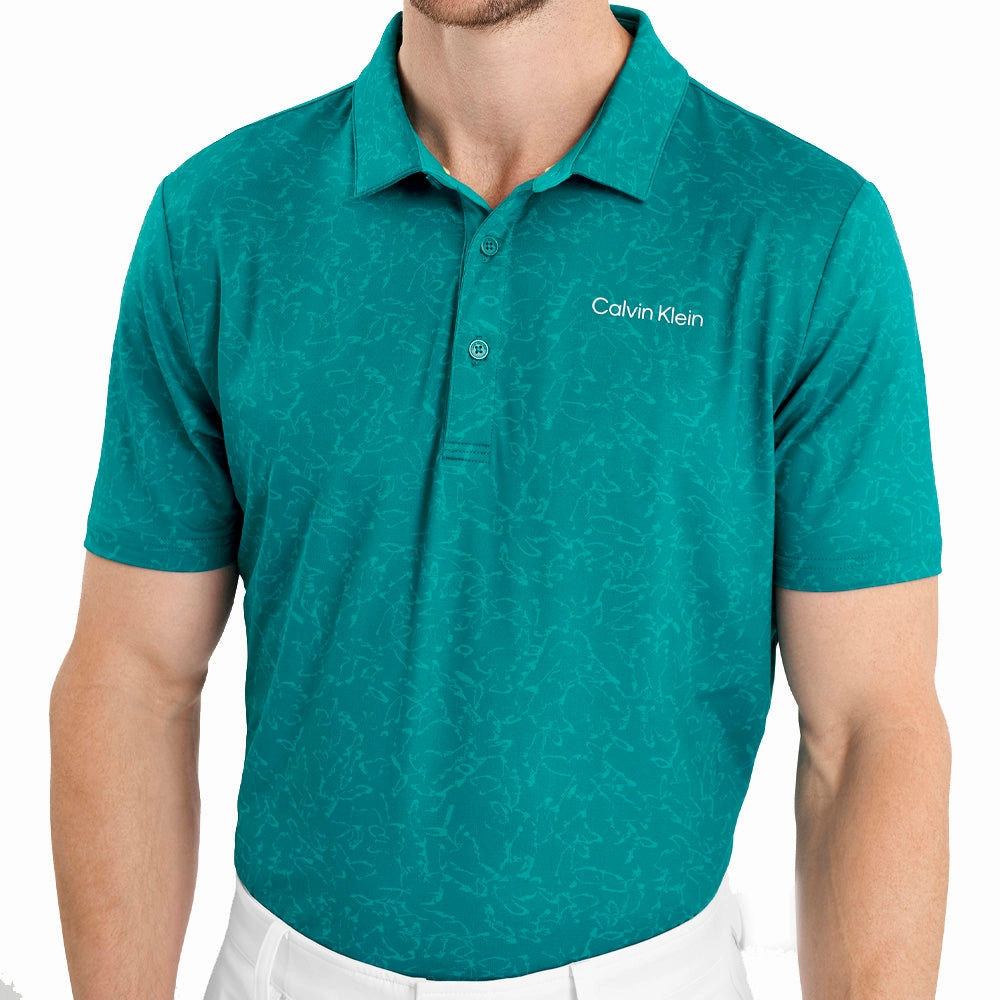 Calvin Klein Abstract Watercolour Printed Polo Shirt - Sea Green theater visit