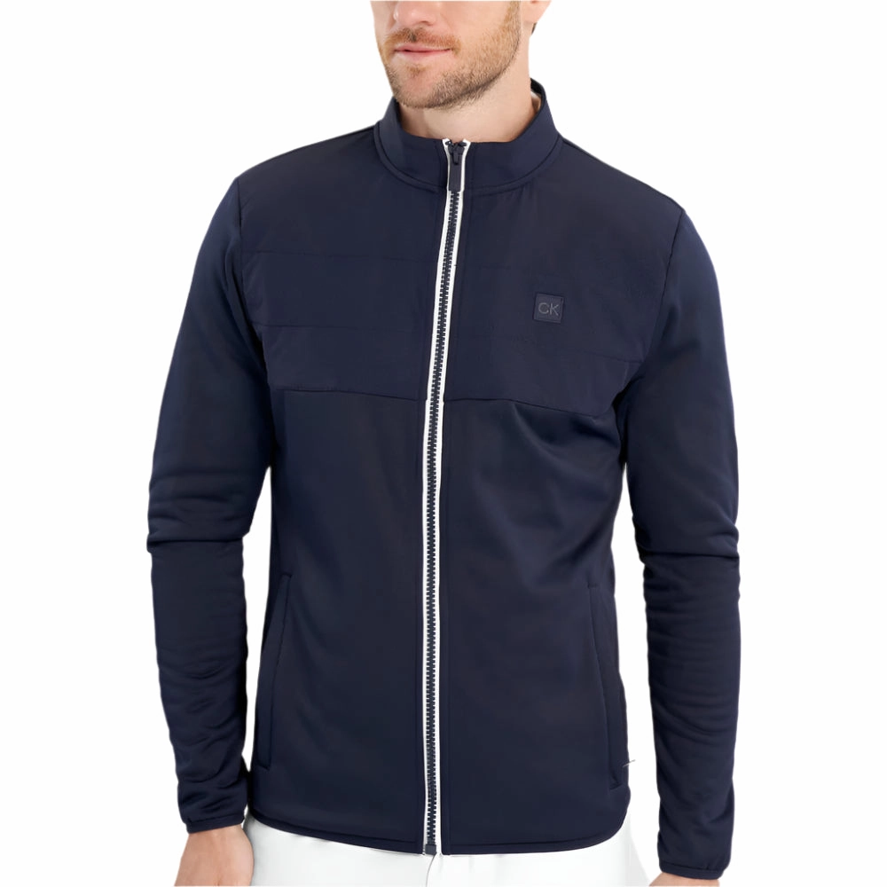 Classic Sporty Lightweight Comfort Calvin Klein Atlantic Hybrid Full Zip Pullover - Navy