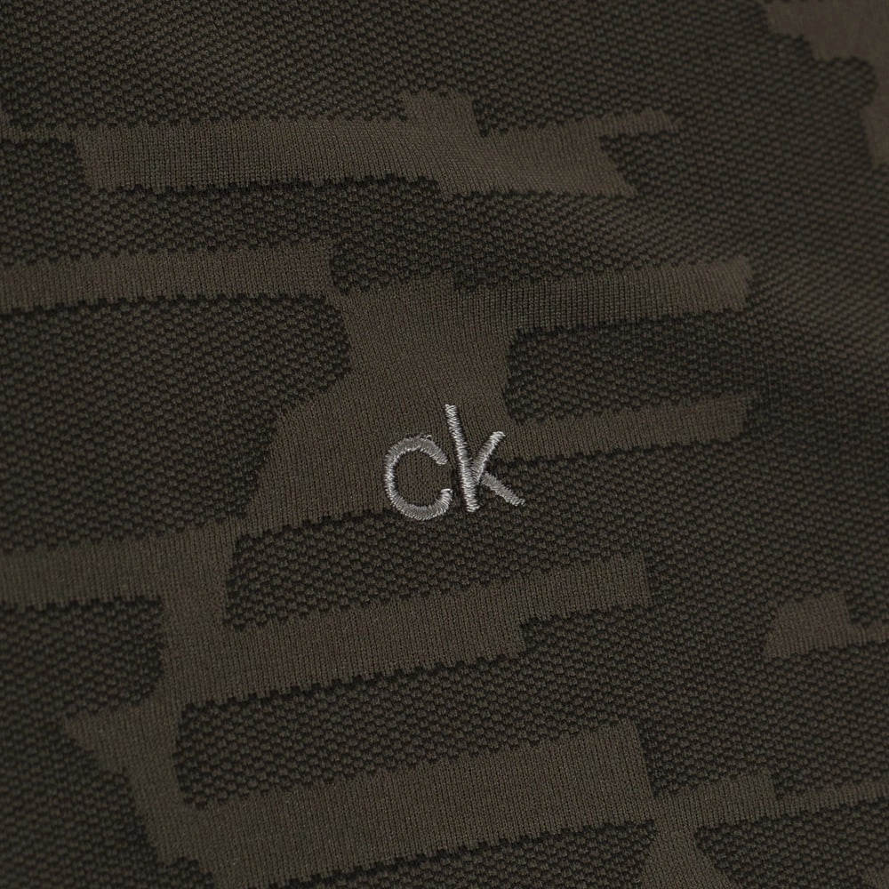 Fashionable Wear Gym clothing Calvin Klein Aztec Polo Shirt - Army Green