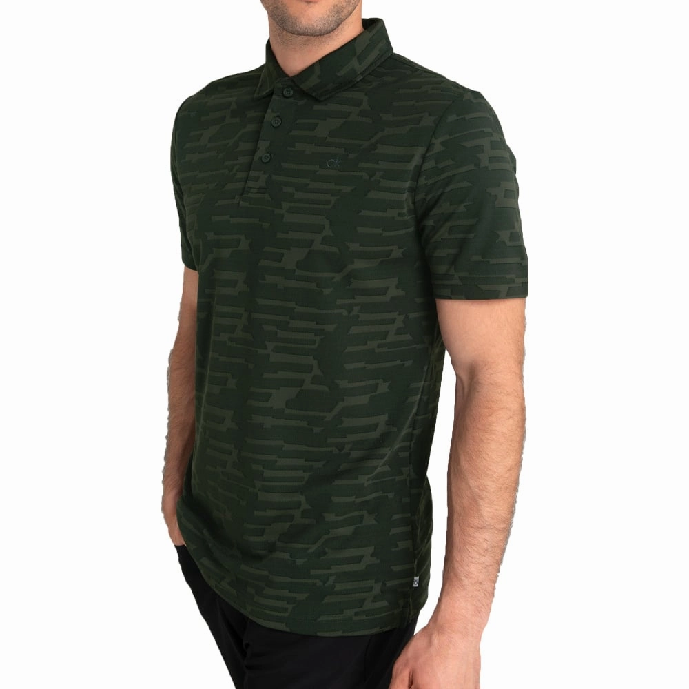 Calvin Klein Aztec Polo Shirt - Army Green Luxury clothing Active Fashion