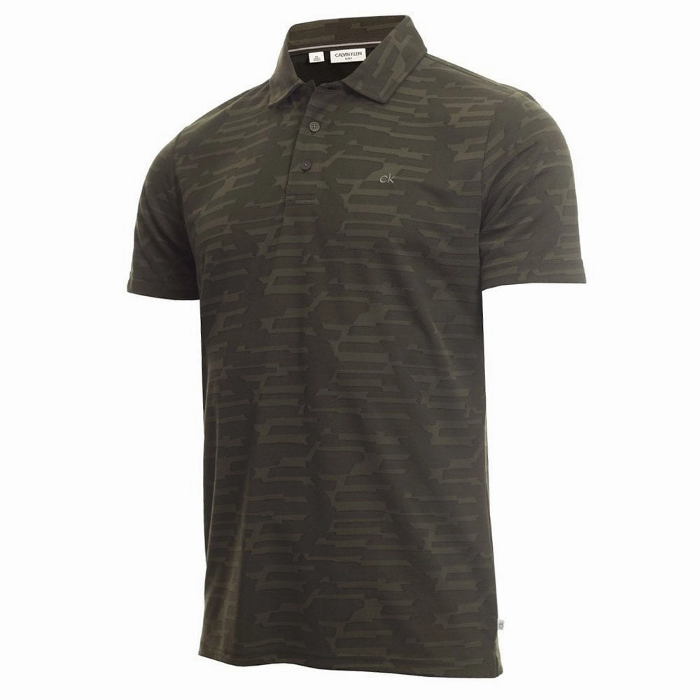Calvin Klein Aztec Polo Shirt - Army Green Oversized Cut