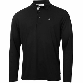 Sustainable Fibers Calvin Klein Bayard Long Sleeve Polo Shirt - Black