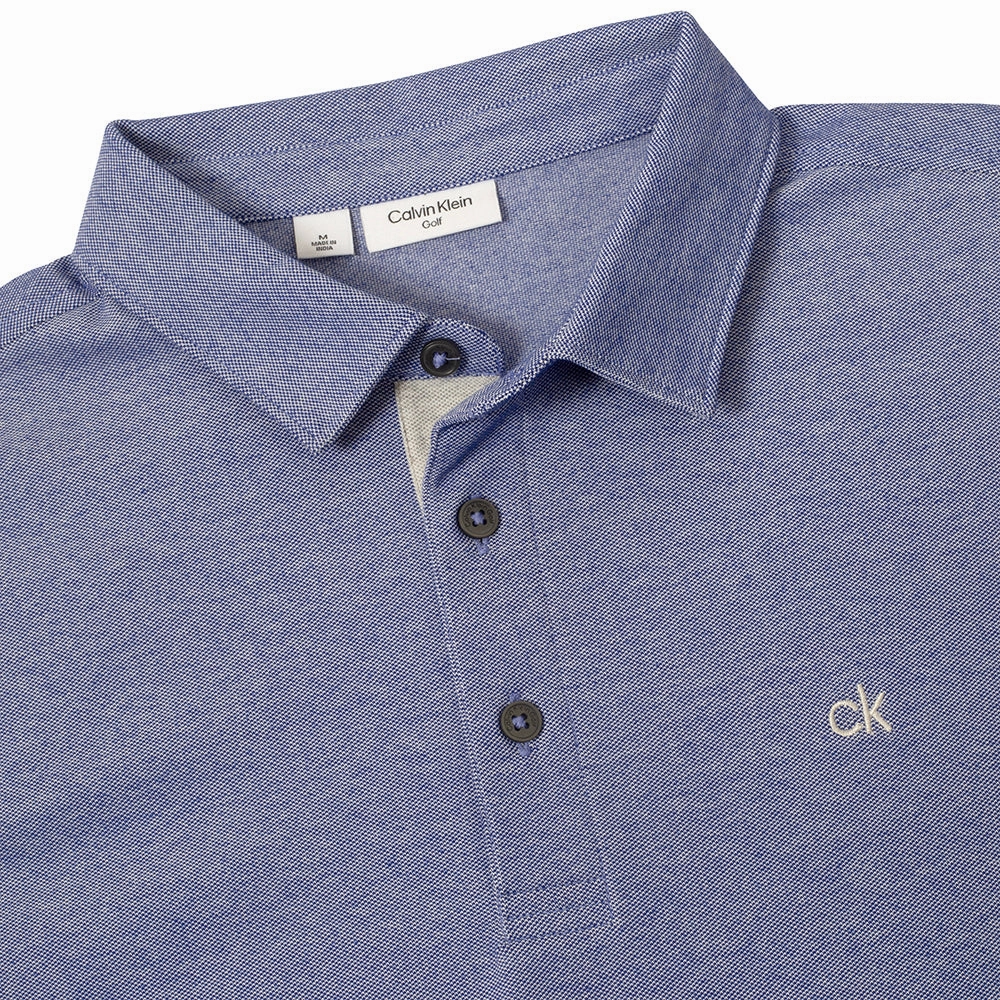 Calvin Klein Bayard Long Sleeve Polo Shirt - French Blue Classic Wear