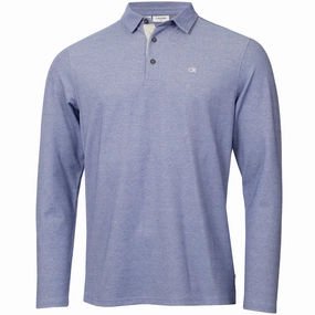 Active Look City Casual Calvin Klein Bayard Long Sleeve Polo Shirt - French Blue