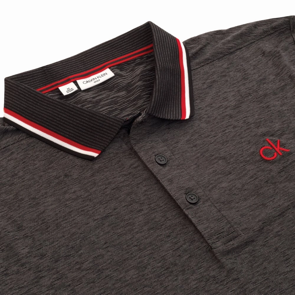 Calvin Klein Casper Polo Shirt - Charcoal Marl Classic Cut Flexible Cuff Design