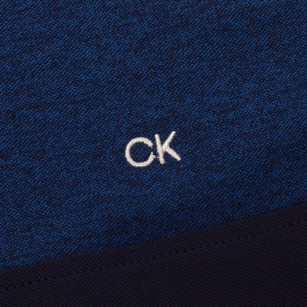 Calvin Klein Colour Block Polo Shirt - Cobalt Marl/Navy Ethically Sourced Materials Non Restrictive Cut