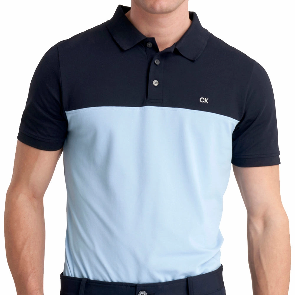 hypoallergenic material loose but not baggy Calvin Klein Colour Block Polo Shirt - Navy/Blue