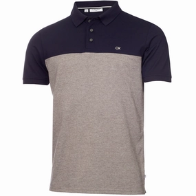 Hydrophobic coating Breezy Design Calvin Klein Colour Block Polo Shirt - Navy/Silver Marl