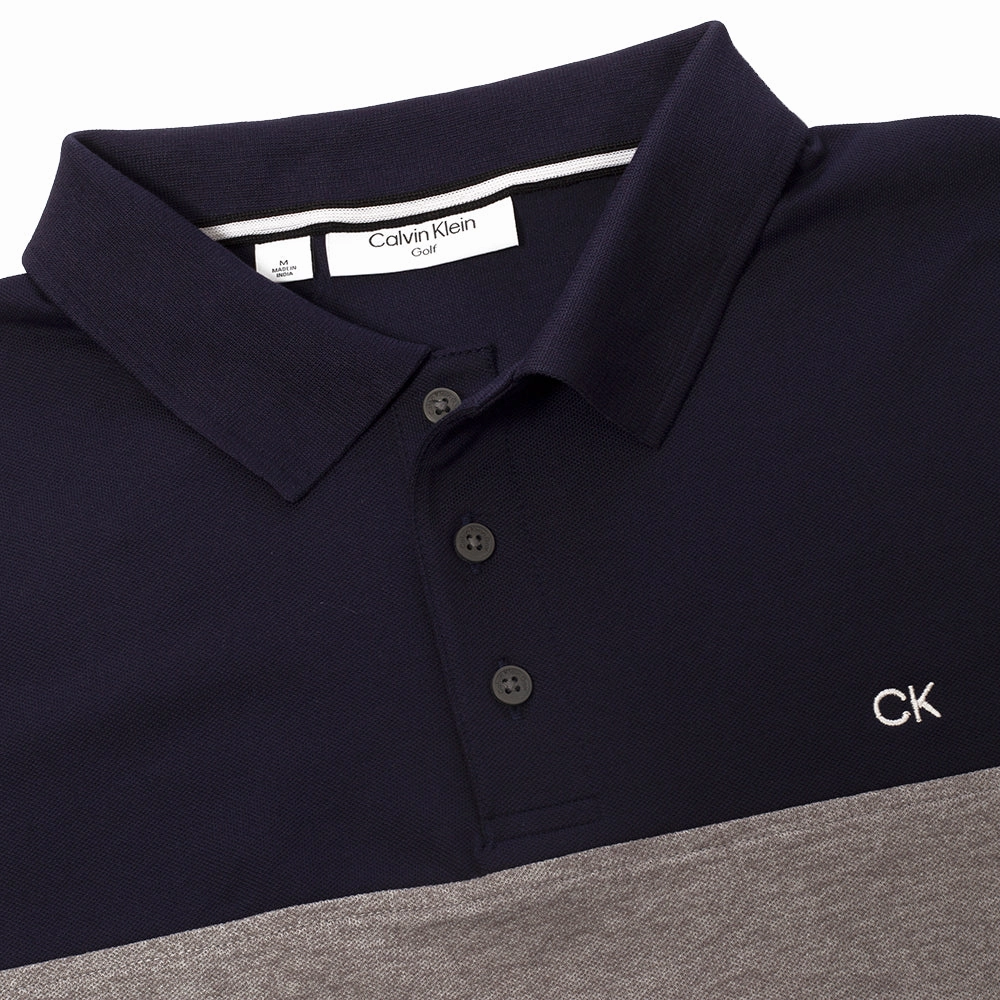 Calvin Klein Colour Block Polo Shirt - Navy/Silver Marl BiodegradableMaterial