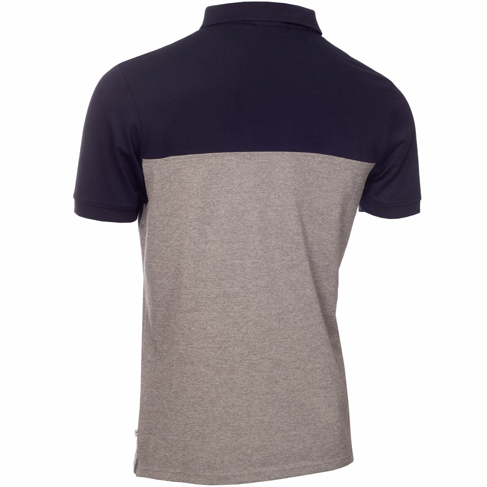Calvin Klein Colour Block Polo Shirt - Navy/Silver Marl Sustainable Packaging Reinforced Collar