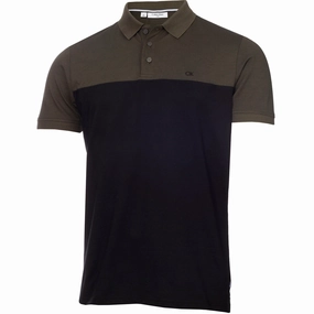 Active Wear Calvin Klein Colour Block Polo Shirt - Olive Marl/Black