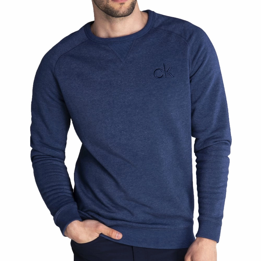 Calvin Klein Columbia Crew Neck Sweater - Denim Marl High End Fashion Fit