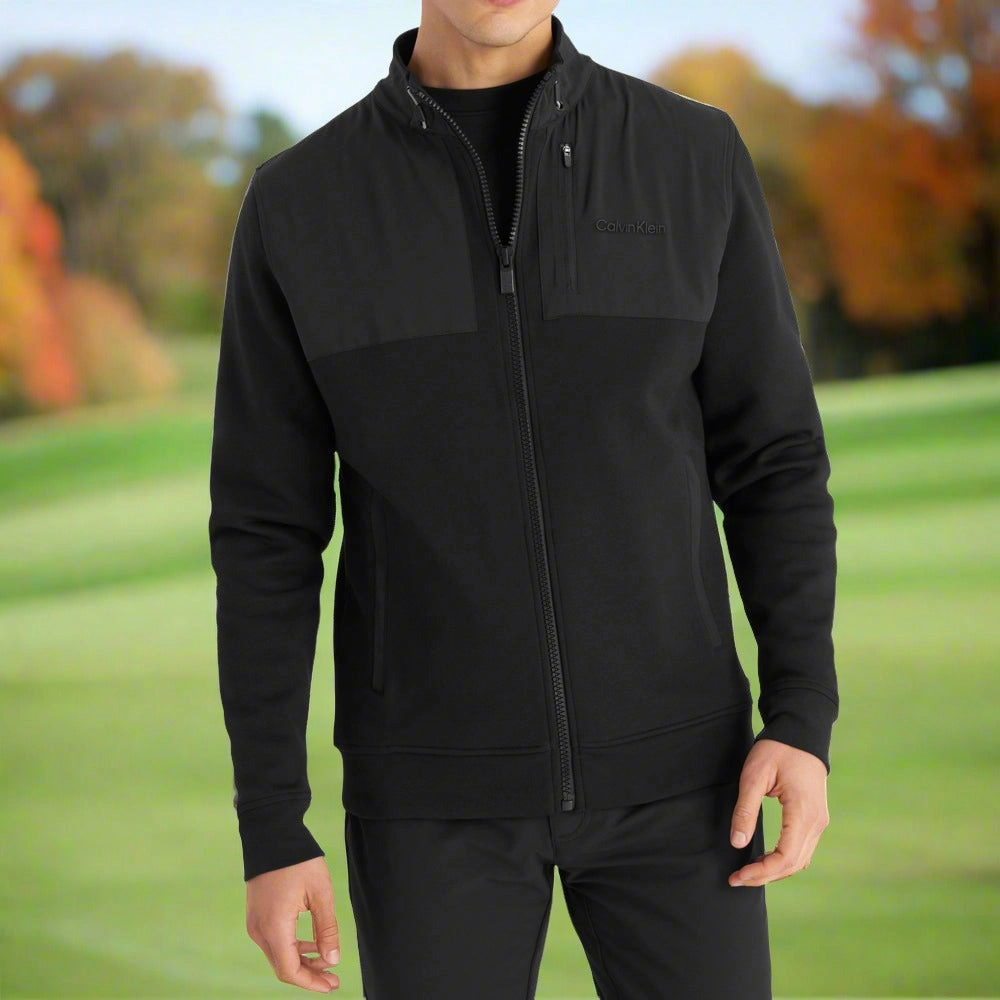 Calvin Klein Hyper Tech Full Zip Sweater - Black Layering Piece Classic Relaxed