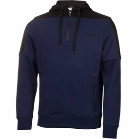 All Season Wear Comfy Essentials Calvin Klein Kent Hooded 1/2-Zip Pullover - Peacoat
