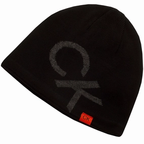 Outdoor Casual Calvin Klein Large Monogram Reversible Beanie - Black