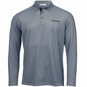 Comfortable And Versatile Abrasion Resistant Fabric Calvin Klein Medina Long Sleeve Polo Shirt - Engine Marl