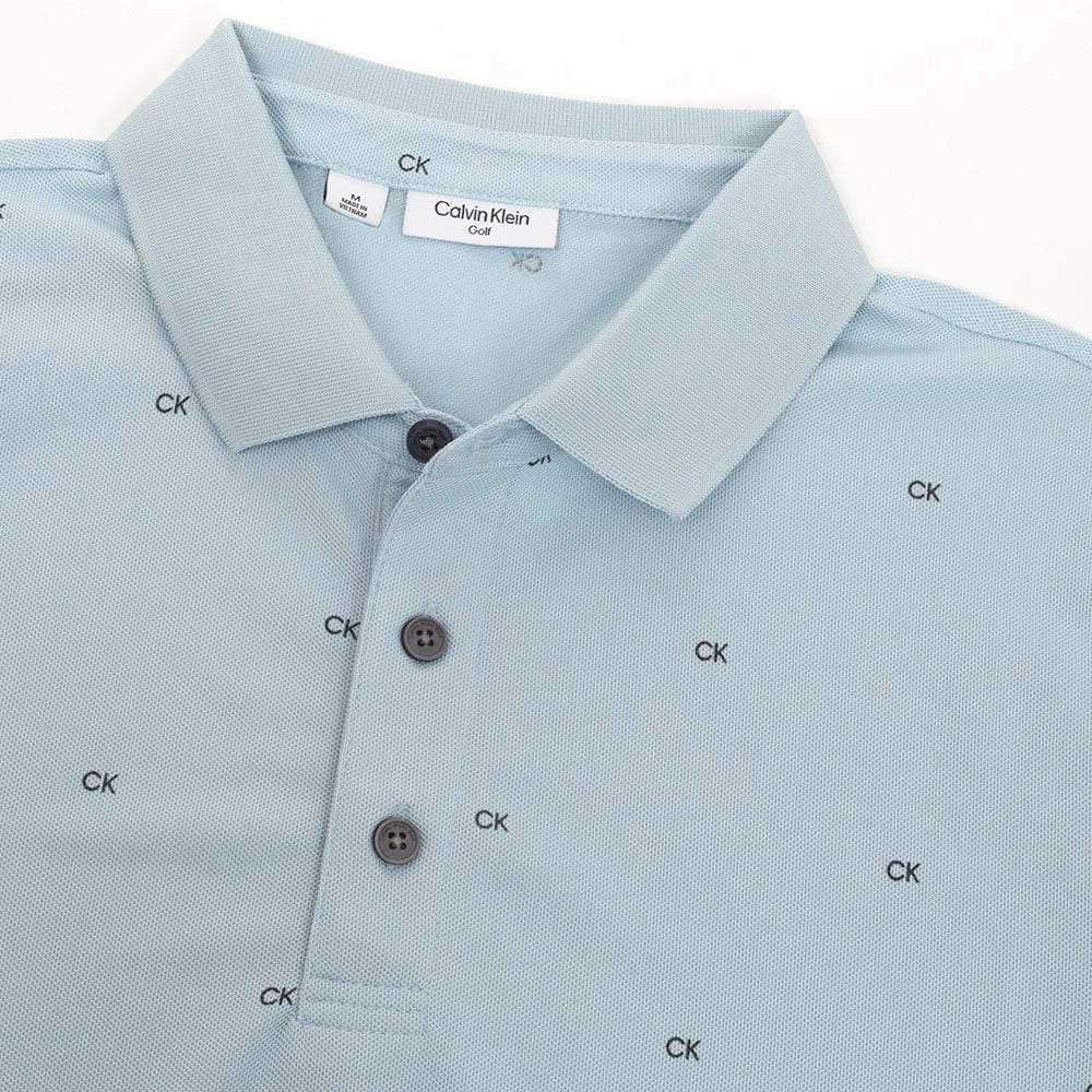 Odor Resistant Treatment Calvin Klein Monogram Pique Polo Shirt - Artic Ice/Urban