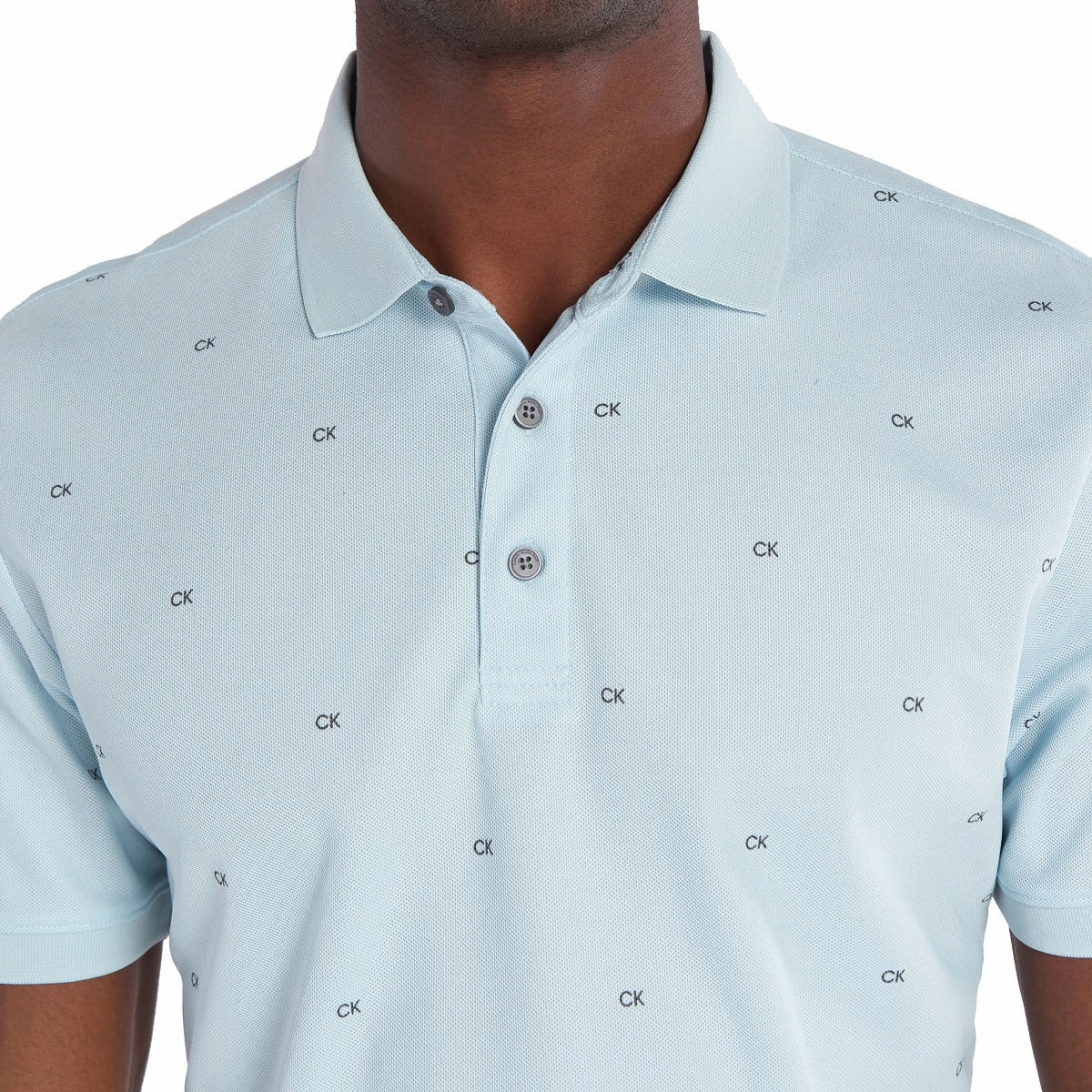 ReinforcedHems Calvin Klein Monogram Pique Polo Shirt - Artic Ice/Urban