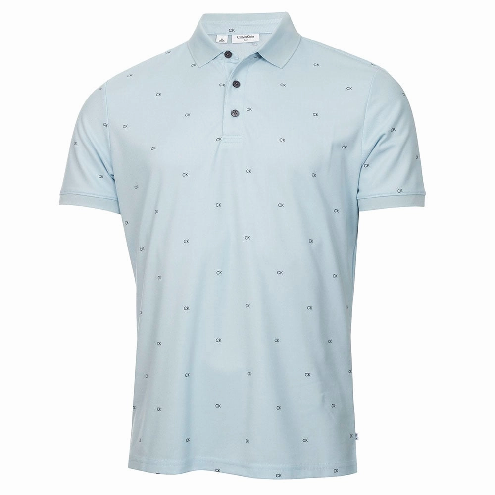 Smart Casual Calvin Klein Monogram Pique Polo Shirt - Artic Ice/Urban