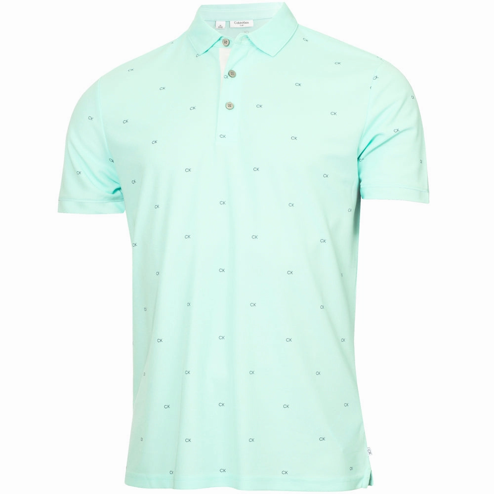 Calvin Klein Monogram Polo Shirt - Aqua Anti-static
