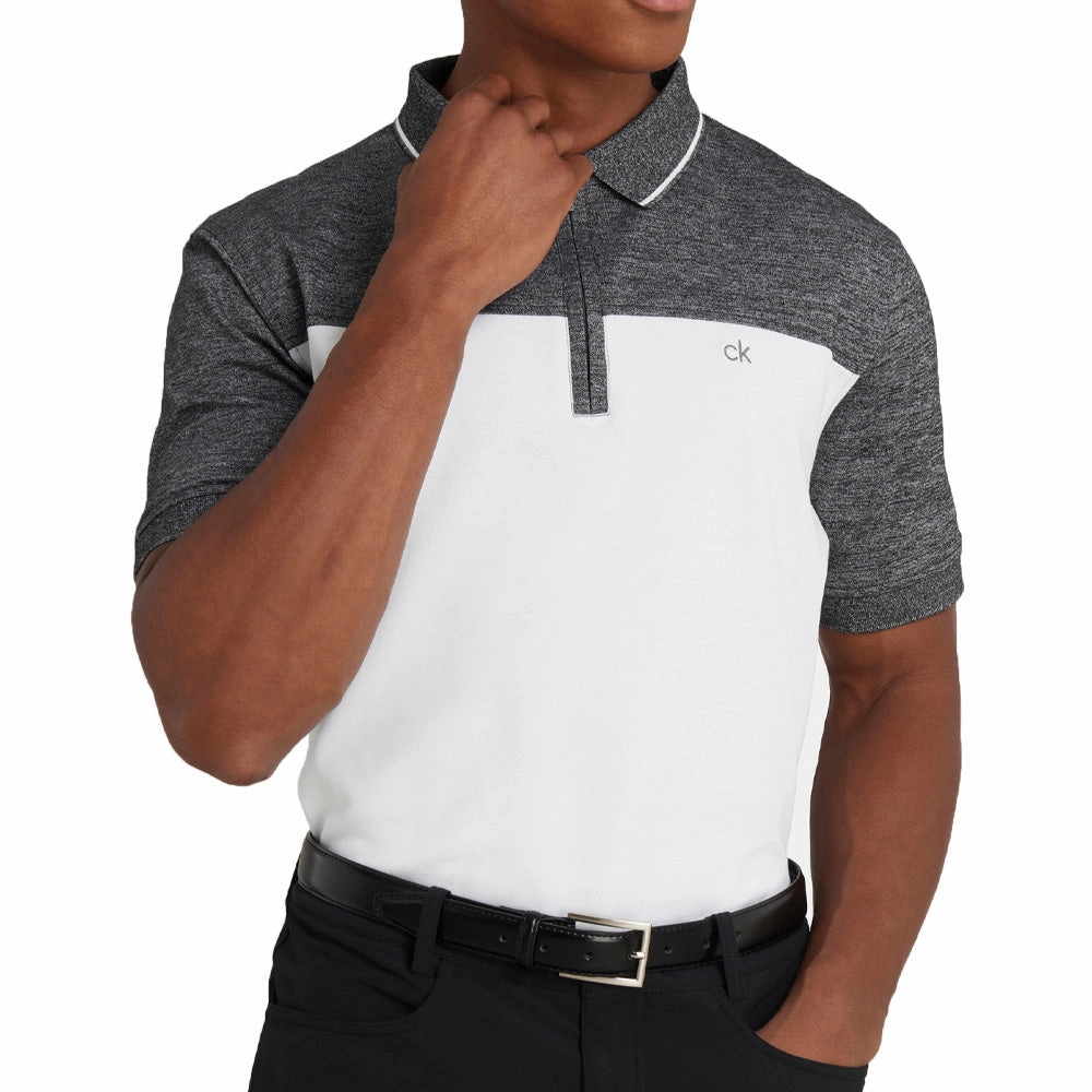 Comfort and Breathable Perfect Comfort Calvin Klein Morris Polo Shirt - White/Charcoal Marl